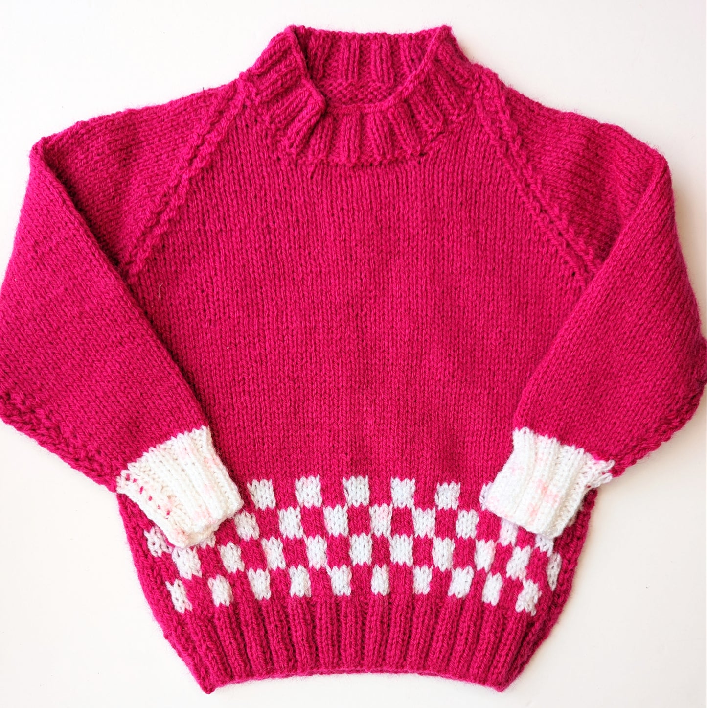 Pink Checkerboard Trim Jumper 1-2 years