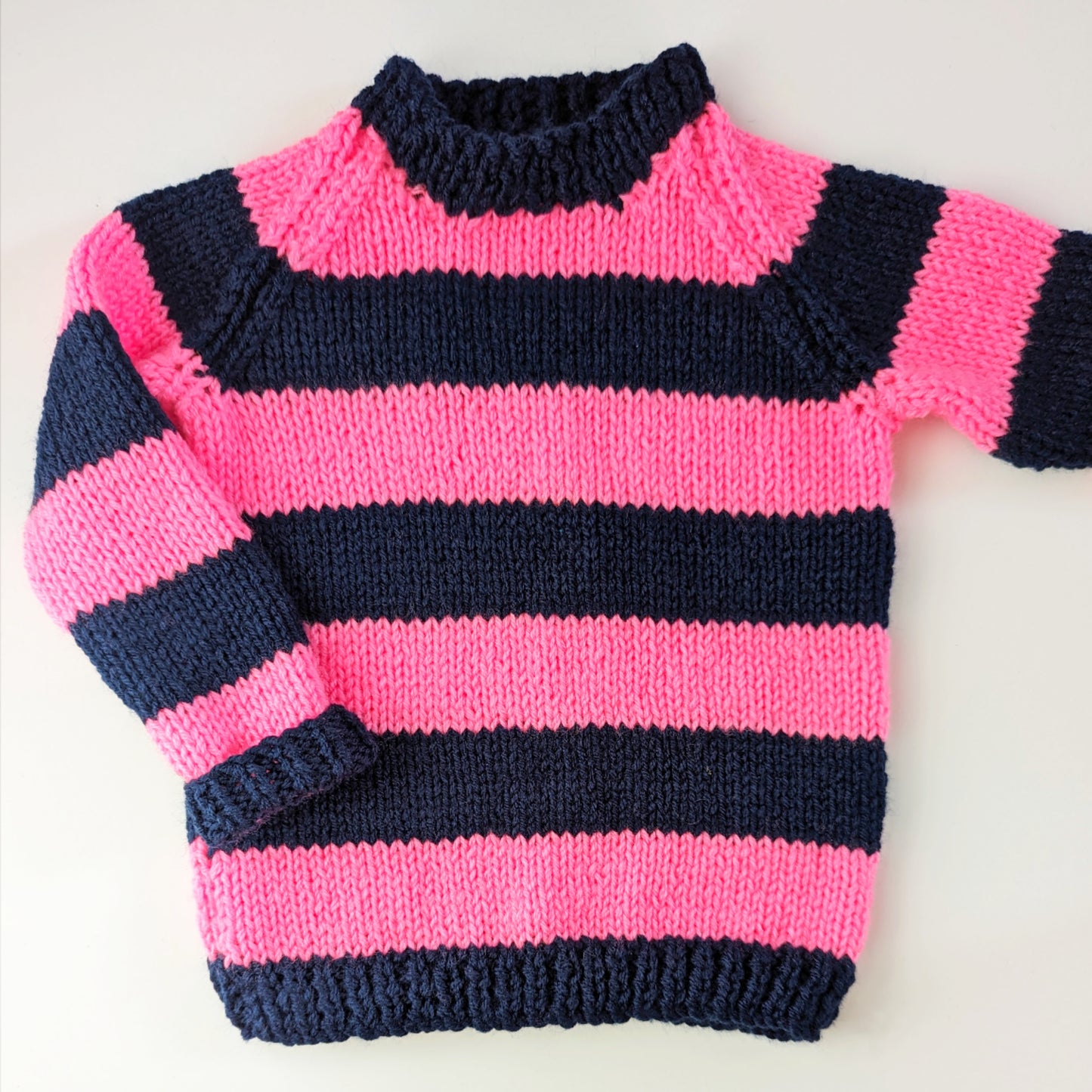 Chunky Pink & Navy Stripe Jumper 2-3 years