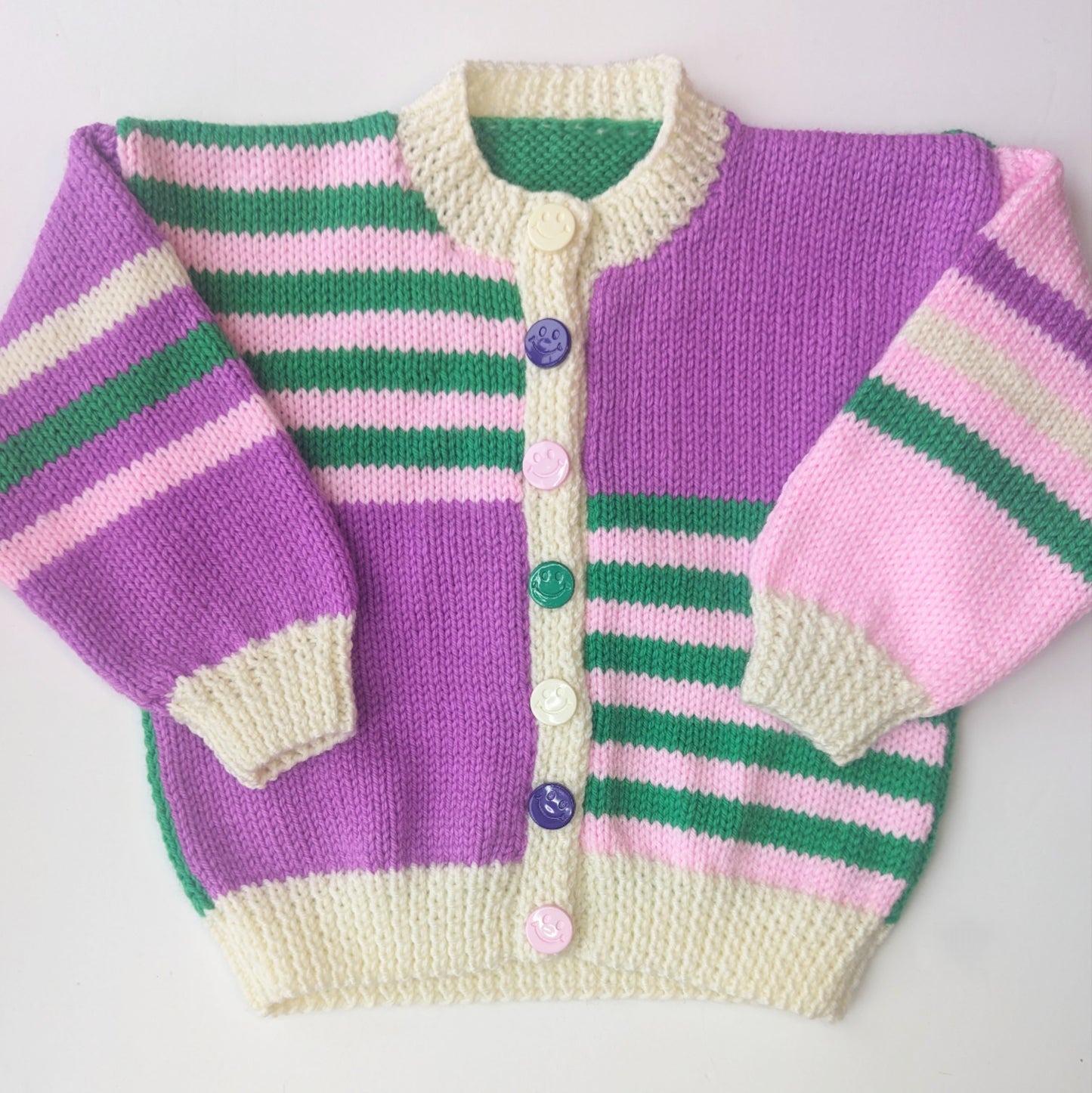 Pink & Green Stripe Block Cardigan 6-12 months